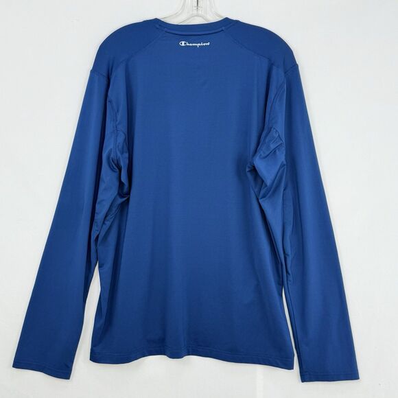 Mens Champion Double Dry Size XL Athletic Navy Blue Shirt Long Sleeves - Picture 3 of 16